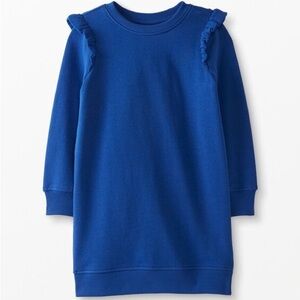 Hanna Andersson Ruffled Dress In French Terry Deep Blue Sea 2T